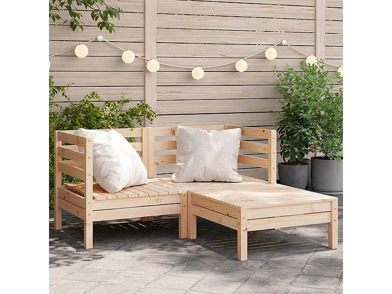 Gartensofa 2-Sitzer mit Hocker Massivholz Kiefer