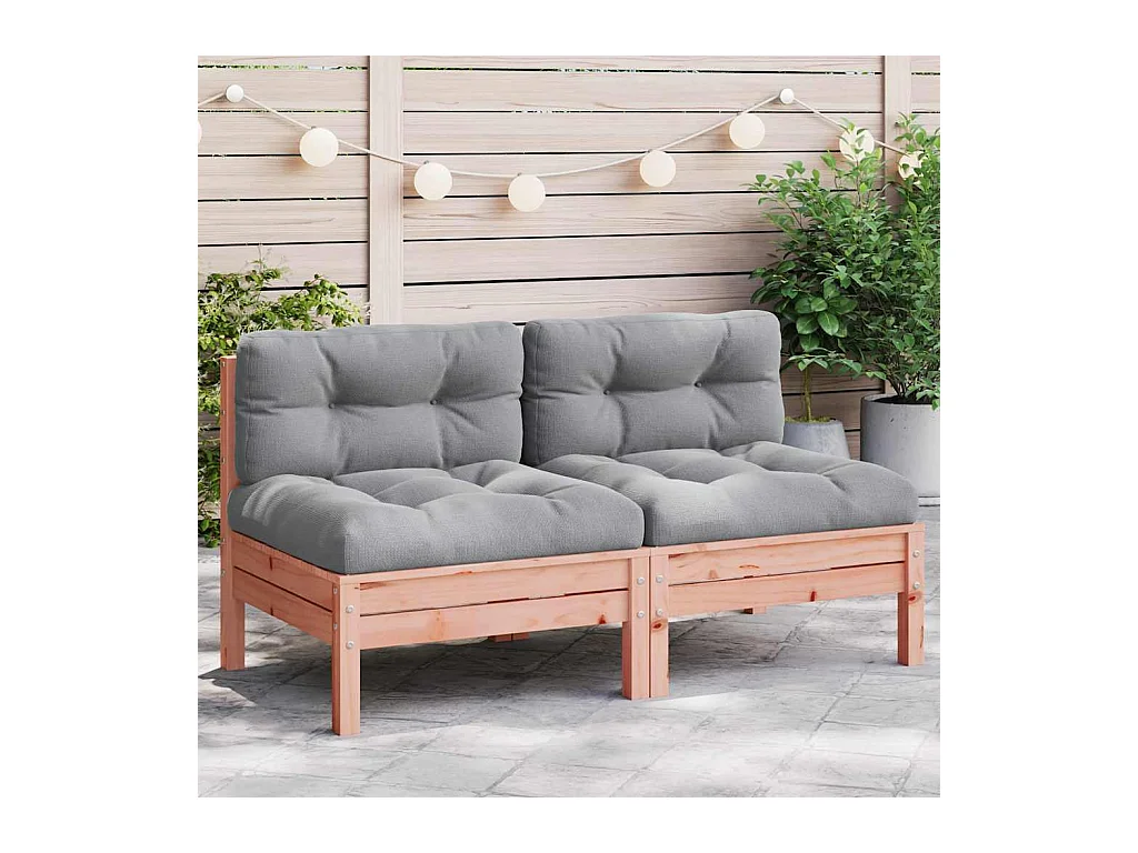 Gartensofa ohne Armlehnen mit Kissen 2Stk. Massivholz Douglasie