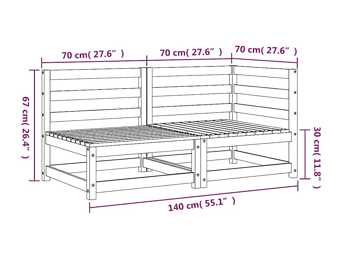 Gartensofa 2-Sitzer Kiefernholz Imprägniert
