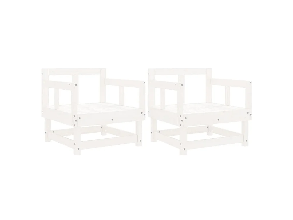 Chaises de jardin lot de 2 blanc bois massif de pin