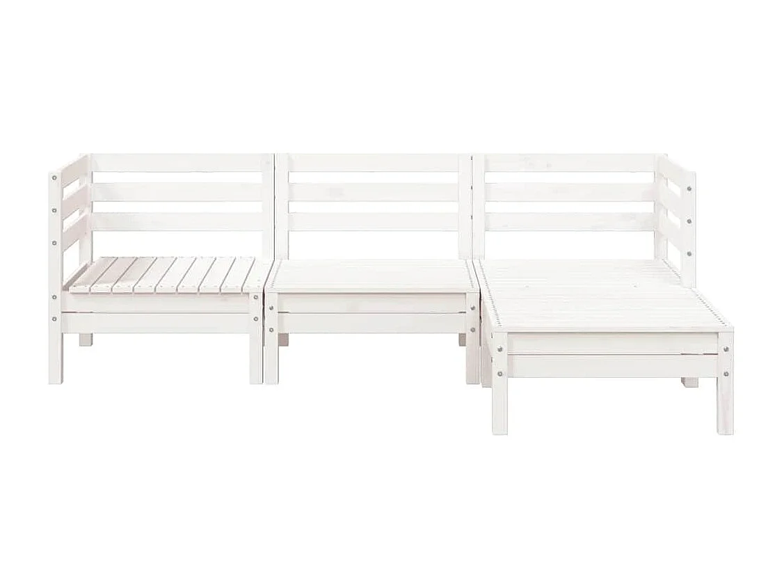 Canapé de jardin 3 places et repose-pied blanc bois pin massif