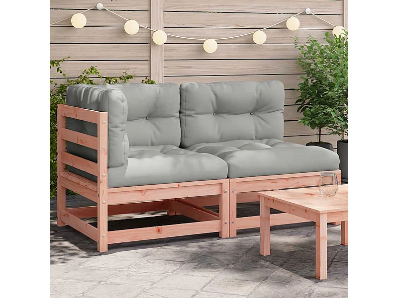 Gartensofa mit Kissen 2-Sitzer Massivholz Douglasie