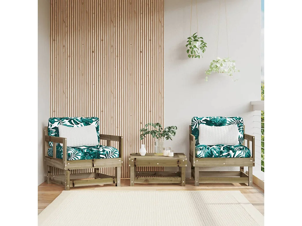 Chaises de jardin lot de 2 bois de pin imprégné