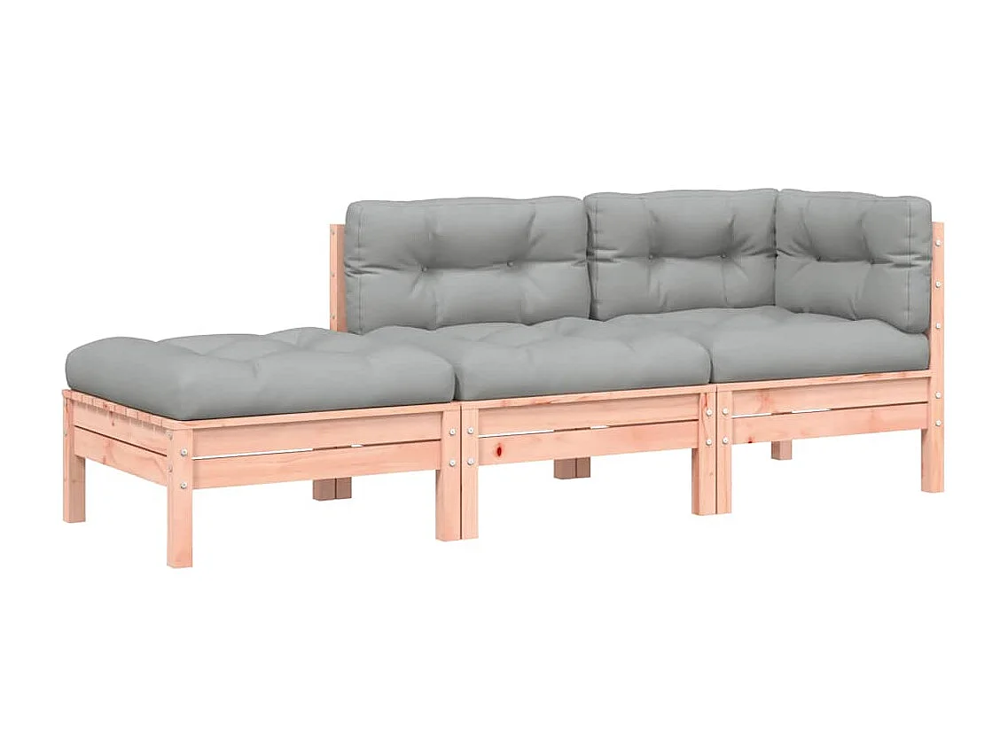 Gartensofa mit Kissen und Hocker 3-Sitzer
