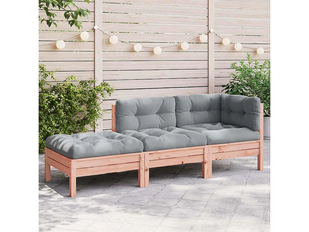 Gartensofa mit Kissen und Hocker 3-Sitzer