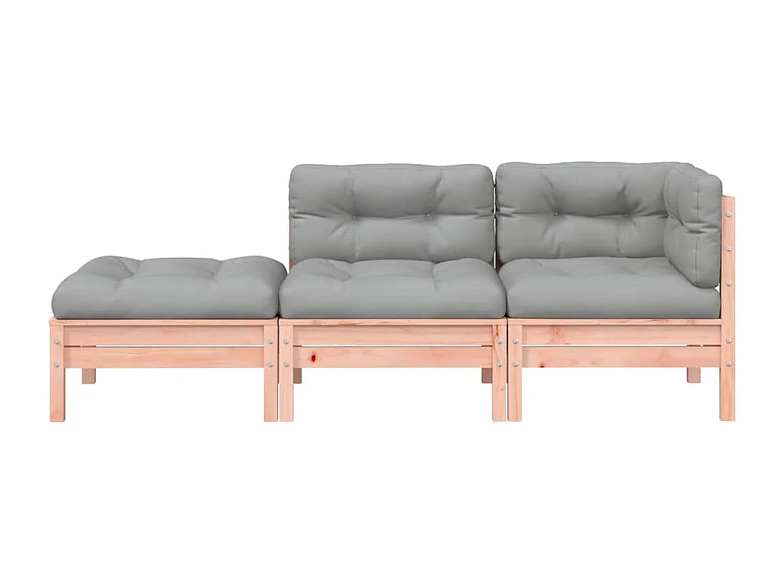 Gartensofa mit Kissen und Hocker 3-Sitzer