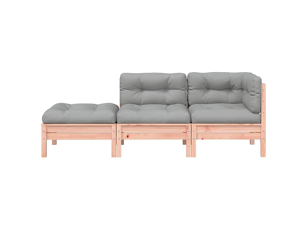Gartensofa mit Kissen und Hocker 3-Sitzer