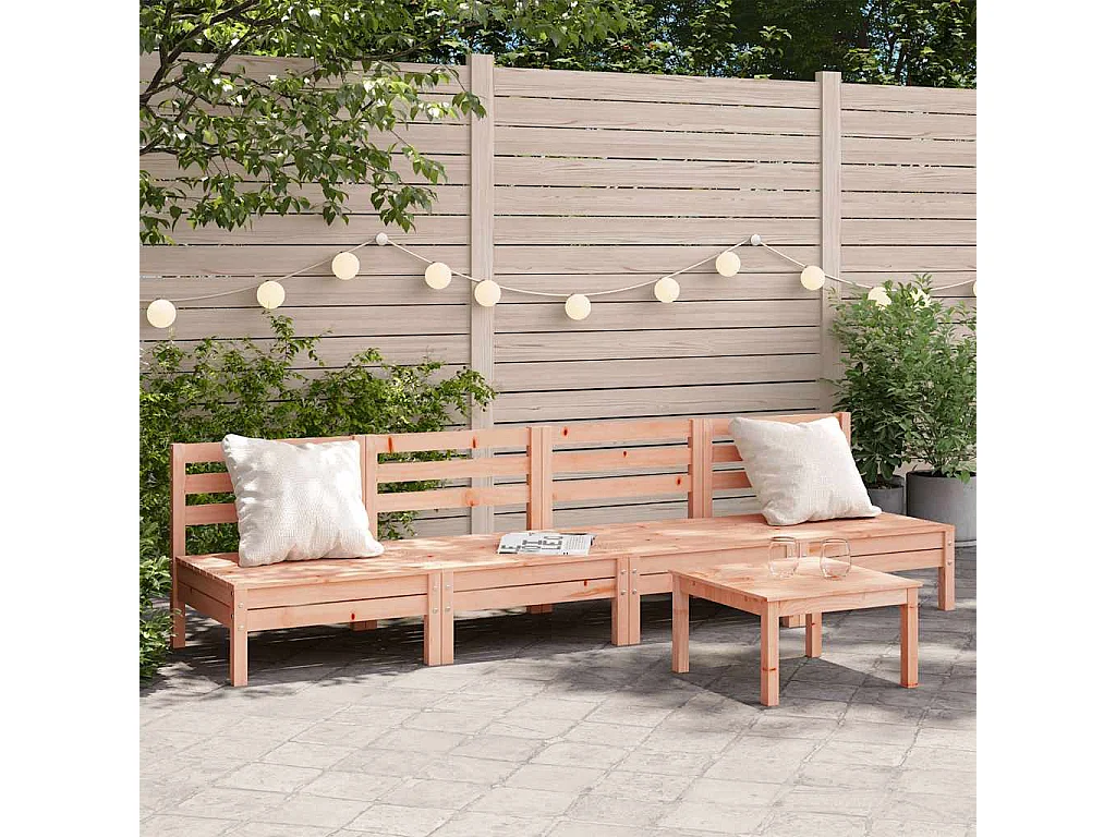 Divani Senza Braccioli da Giardino 4pz Legno Massello Douglas