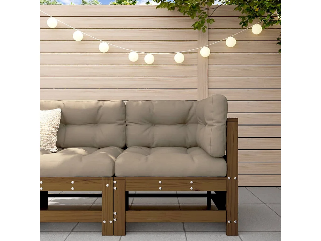 Canapé d'angle de jardin marron miel bois de pin solide