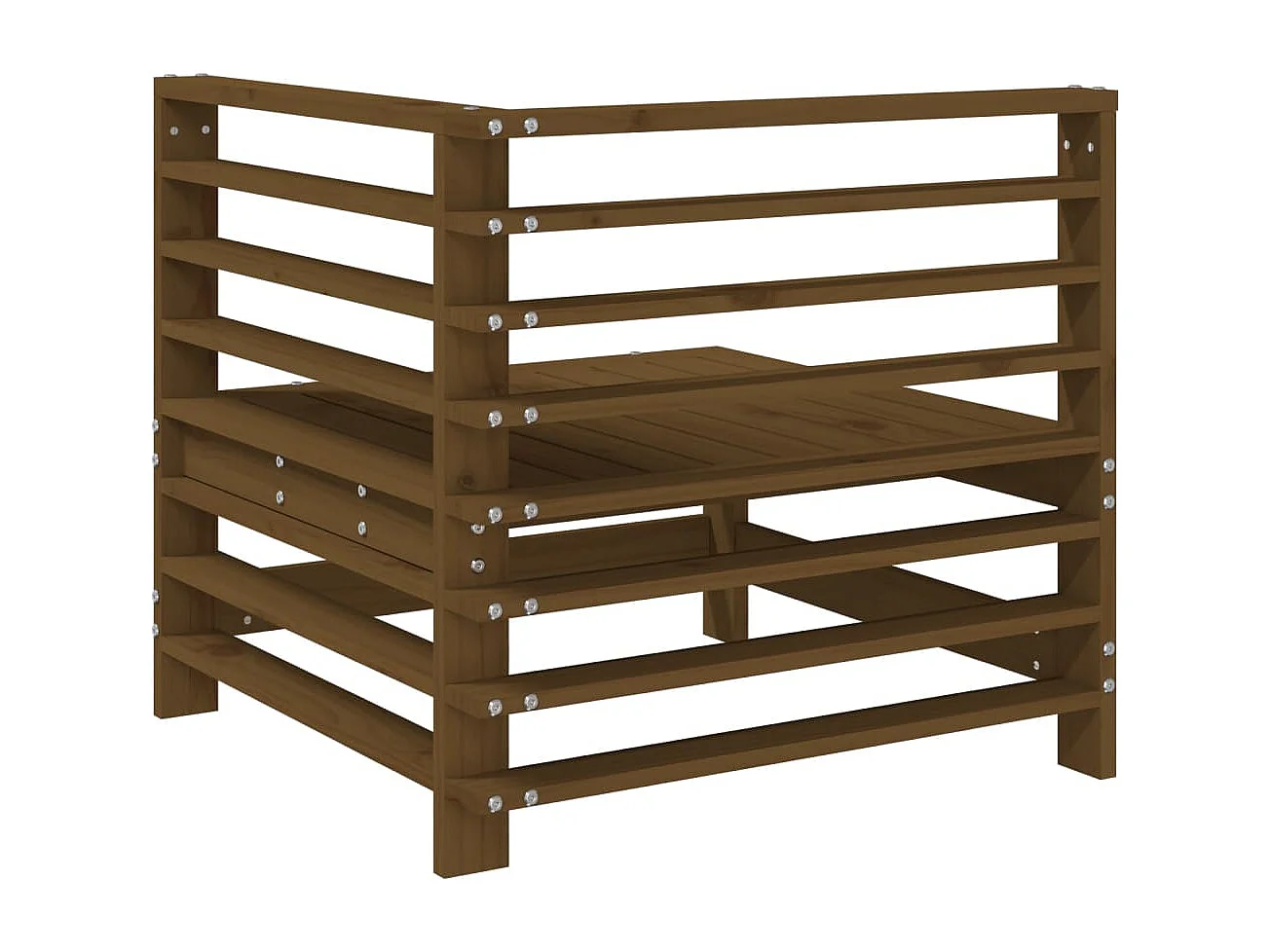 Divano Angolare da Giardino Marrone Ambra Legno Massello Pino
