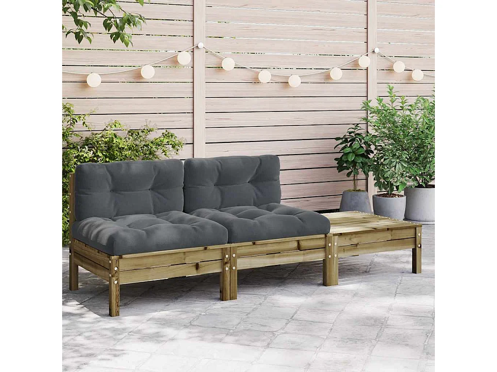 Canapé de jardin avec coussins et repose-pied 2 places