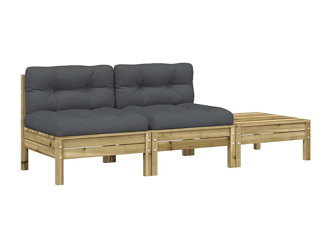 Canapé de jardin avec coussins et repose-pied 2 places