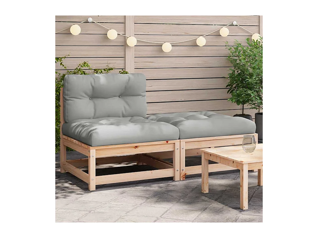 Canapé de jardin sans accoudoirs avec coussins et repose-pieds