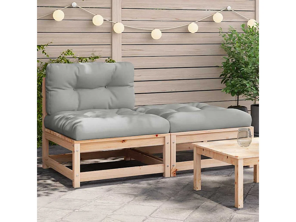 Canapé de jardin sans accoudoirs avec coussins et repose-pieds