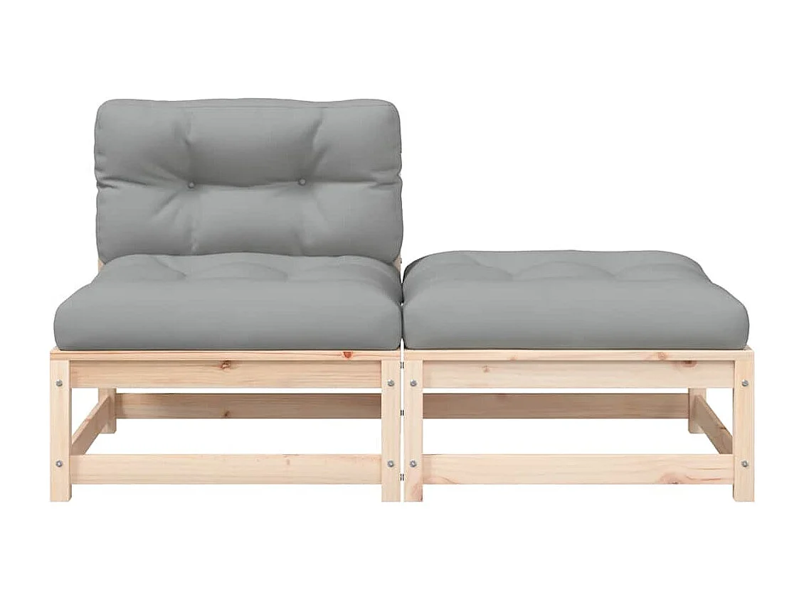 Canapé de jardin sans accoudoirs avec coussins et repose-pieds