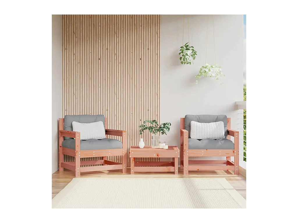 Chaises de jardin lot de 2 cm bois massif douglas