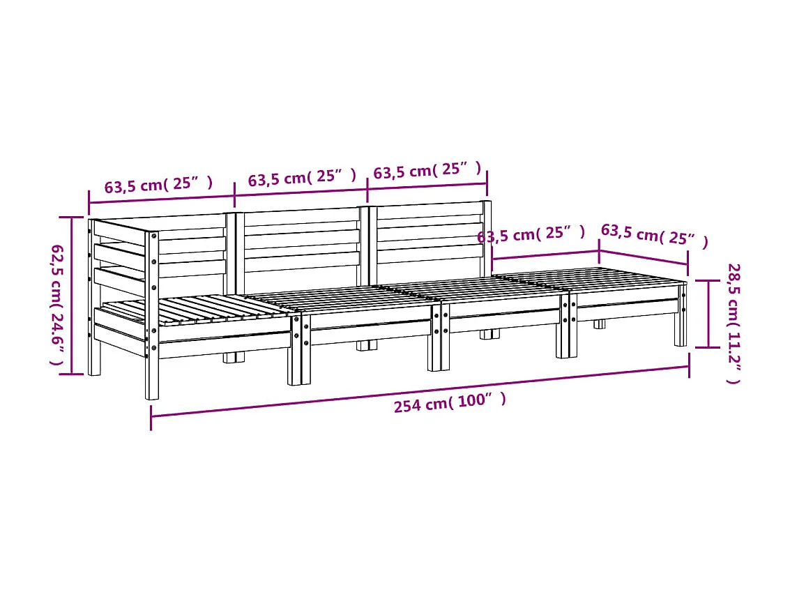 Gartensofa 4-Sitzer Kiefernholz Imprägniert