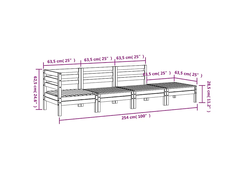 Gartensofa 4-Sitzer Kiefernholz Imprägniert