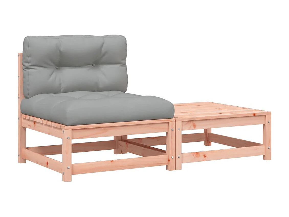 Gartensofa ohne Armlehnen mit Kissen und Hocker