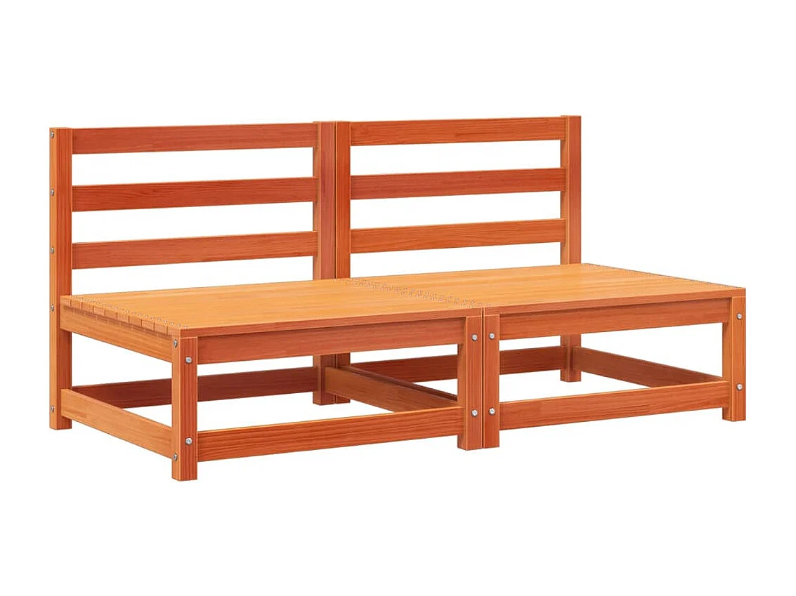 Canapés de jardin sans accoudoirs 2 pcs bois de pin massif