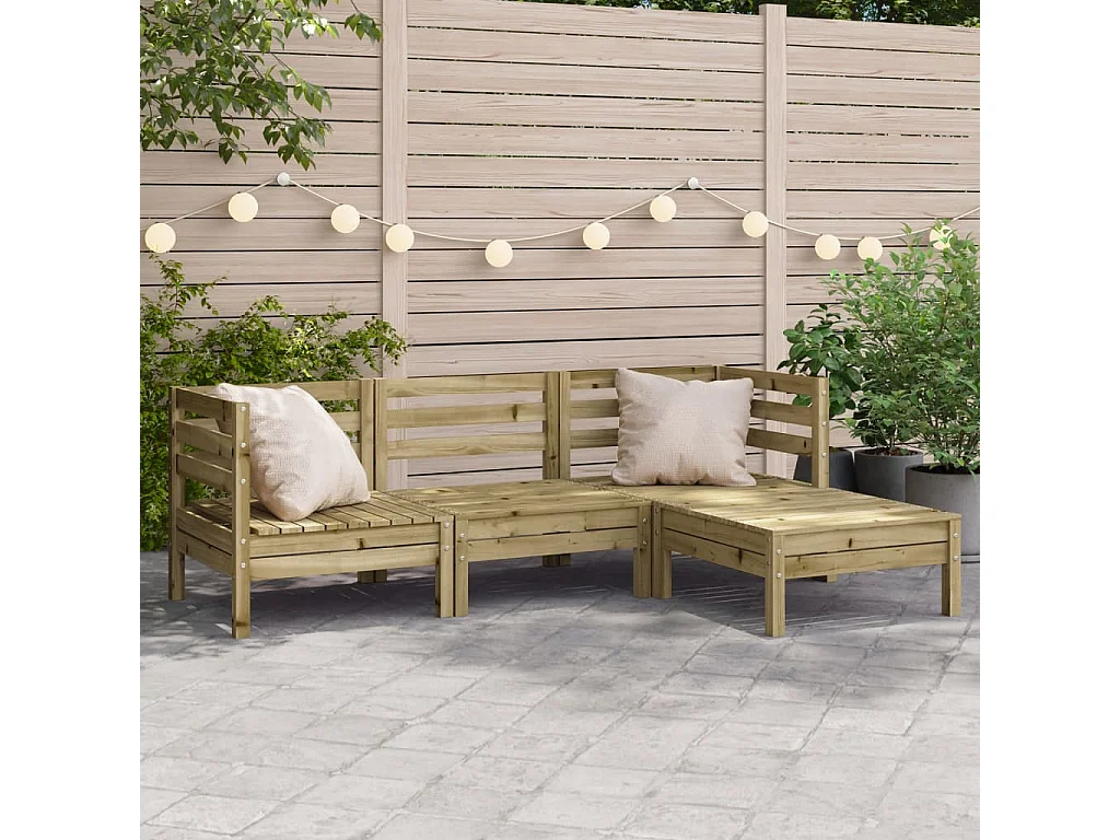 Canapé de jardin 3 places avec repose-pieds bois pin imprégné