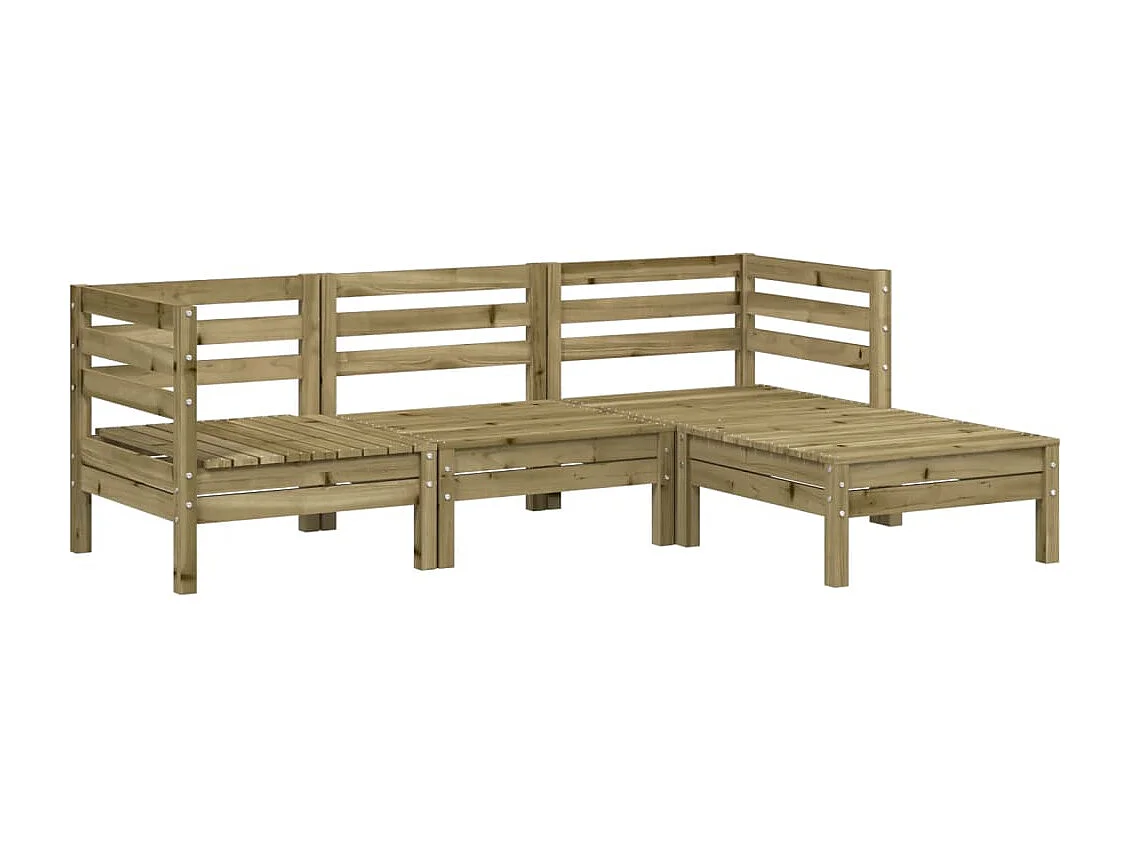 Canapé de jardin 3 places avec repose-pieds bois pin imprégné
