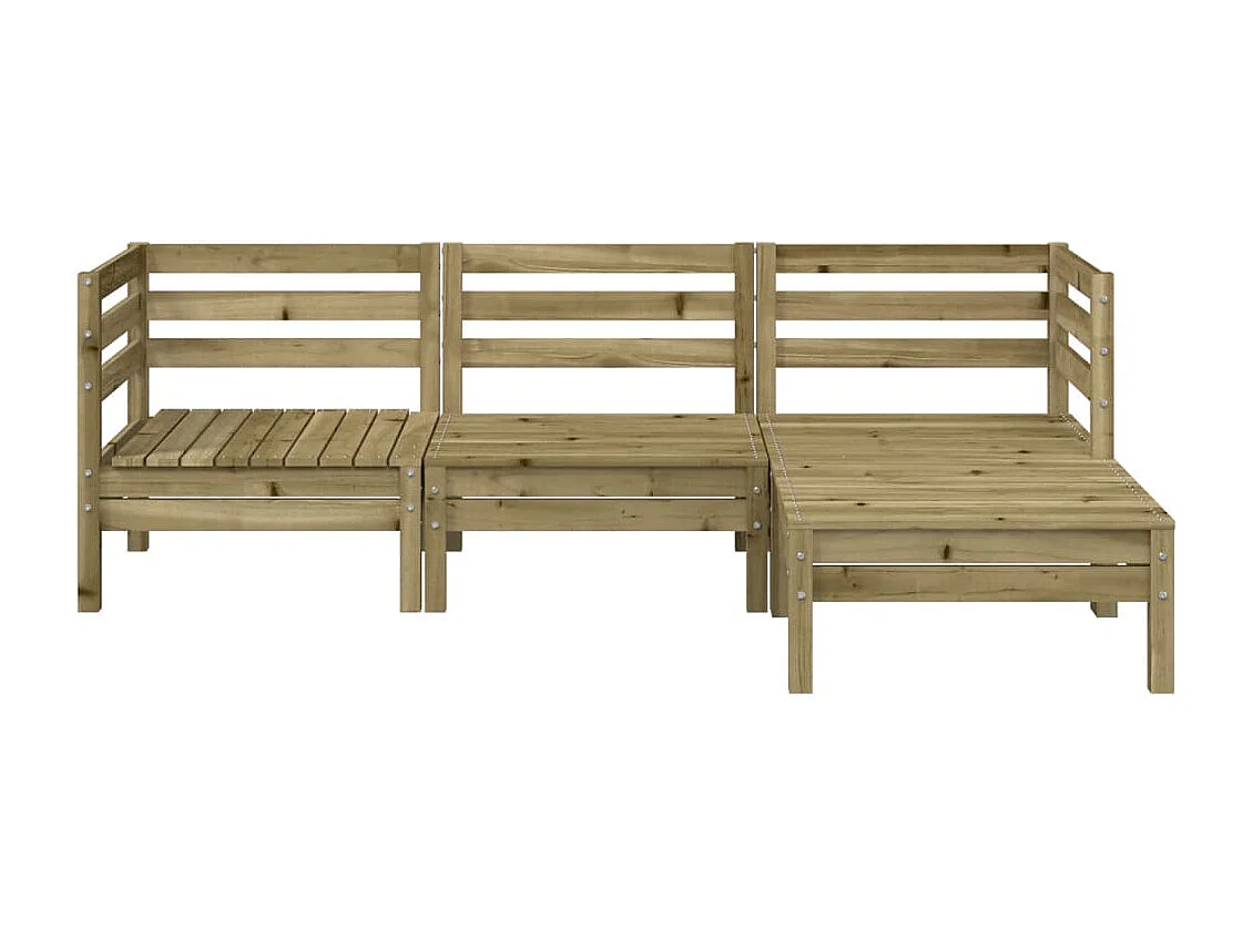 Canapé de jardin 3 places avec repose-pieds bois pin imprégné