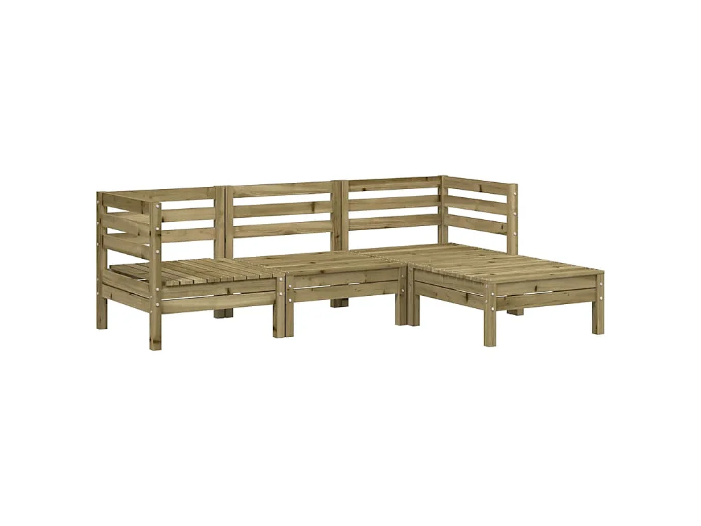 Tuinbank 3-zits met voetenbank geïmpregneerd hout wasbruin