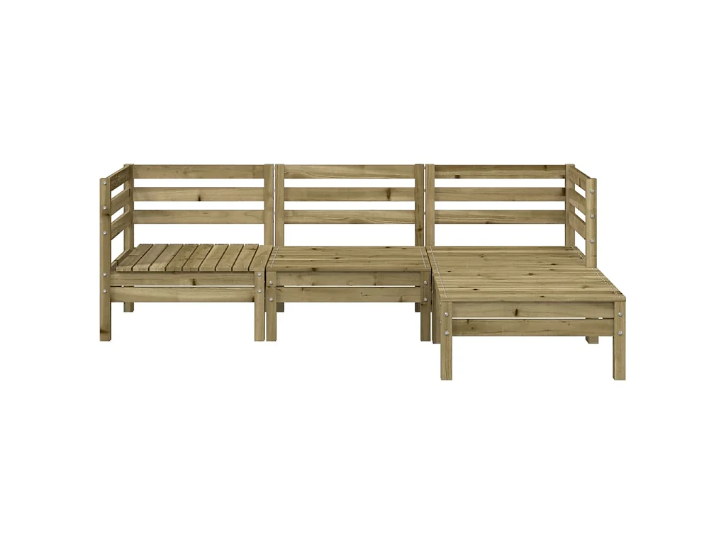 Tuinbank 3-zits met voetenbank geïmpregneerd hout wasbruin