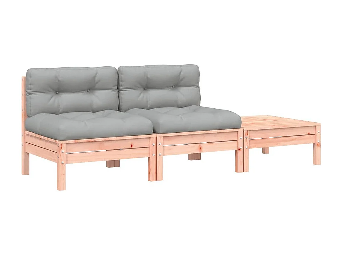 Canapé de jardin avec coussins et repose-pied 2 places