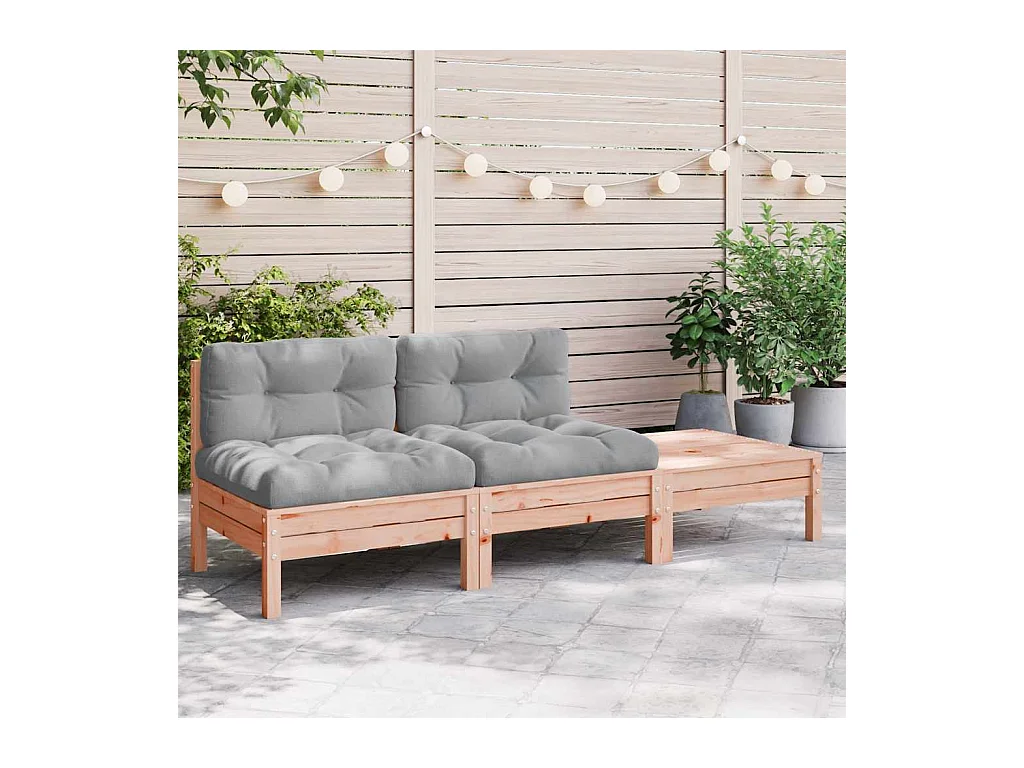 Canapé de jardin avec coussins et repose-pied 2 places