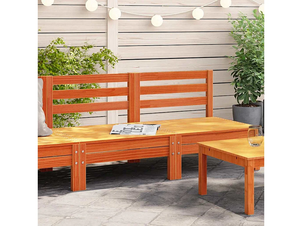 Canapés de jardin sans accoudoirs 2 pcs cire marron bois massif