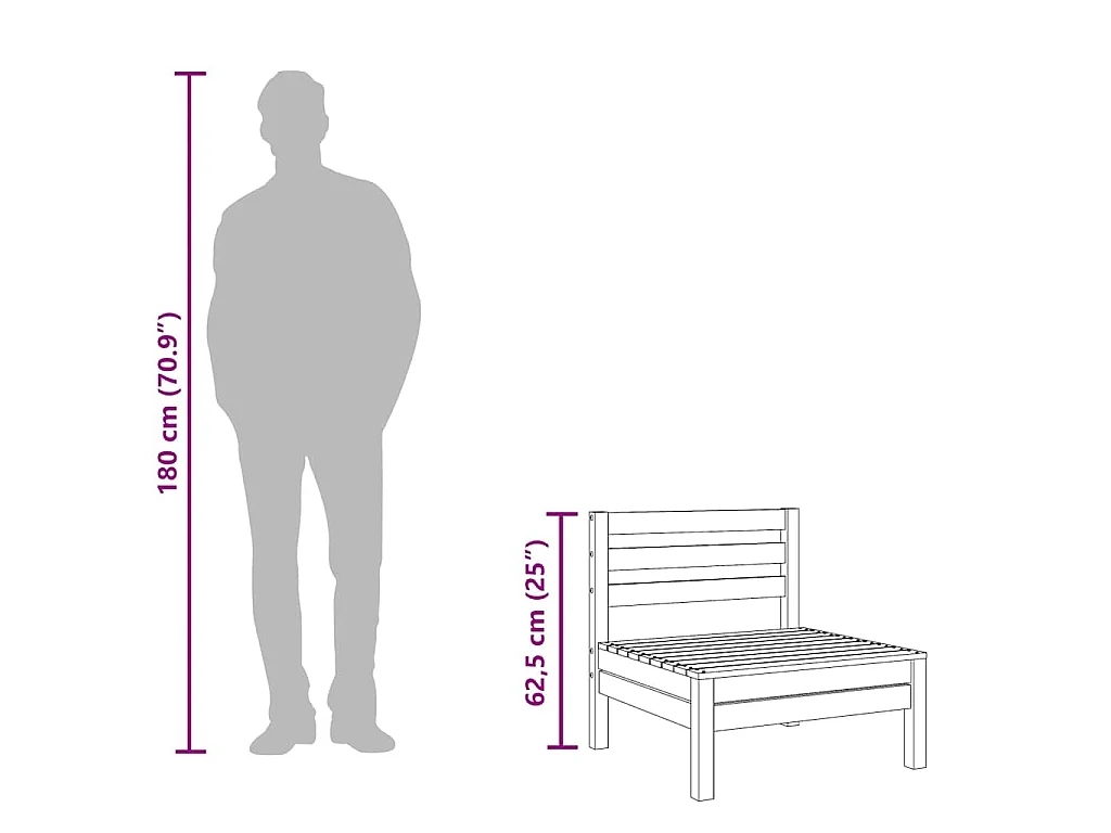 Gartensofas ohne Armlehnen 2 Stk. Wachsbraun Massivholz Kiefer