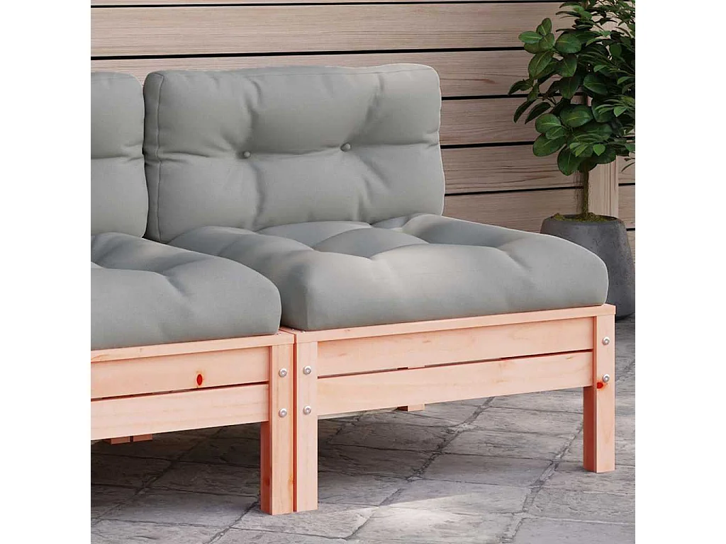 Canapé de jardin sans accoudoirs coussins bois massif douglas