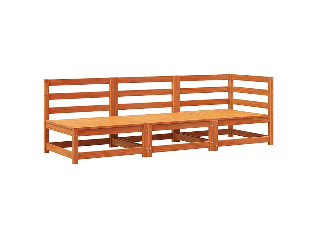 Sofá de jardín de 3 plazas madera maciza de pino marrón cera