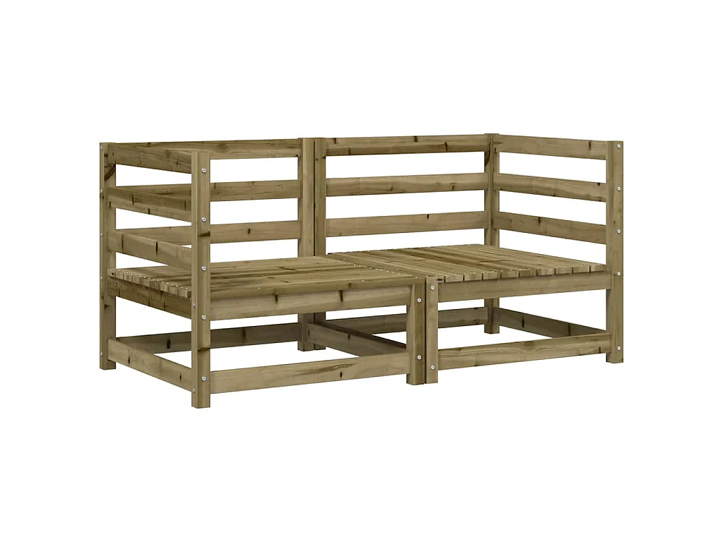 Sofás esquineros jardín 2 uds madera pino impregnada 70x70x67cm