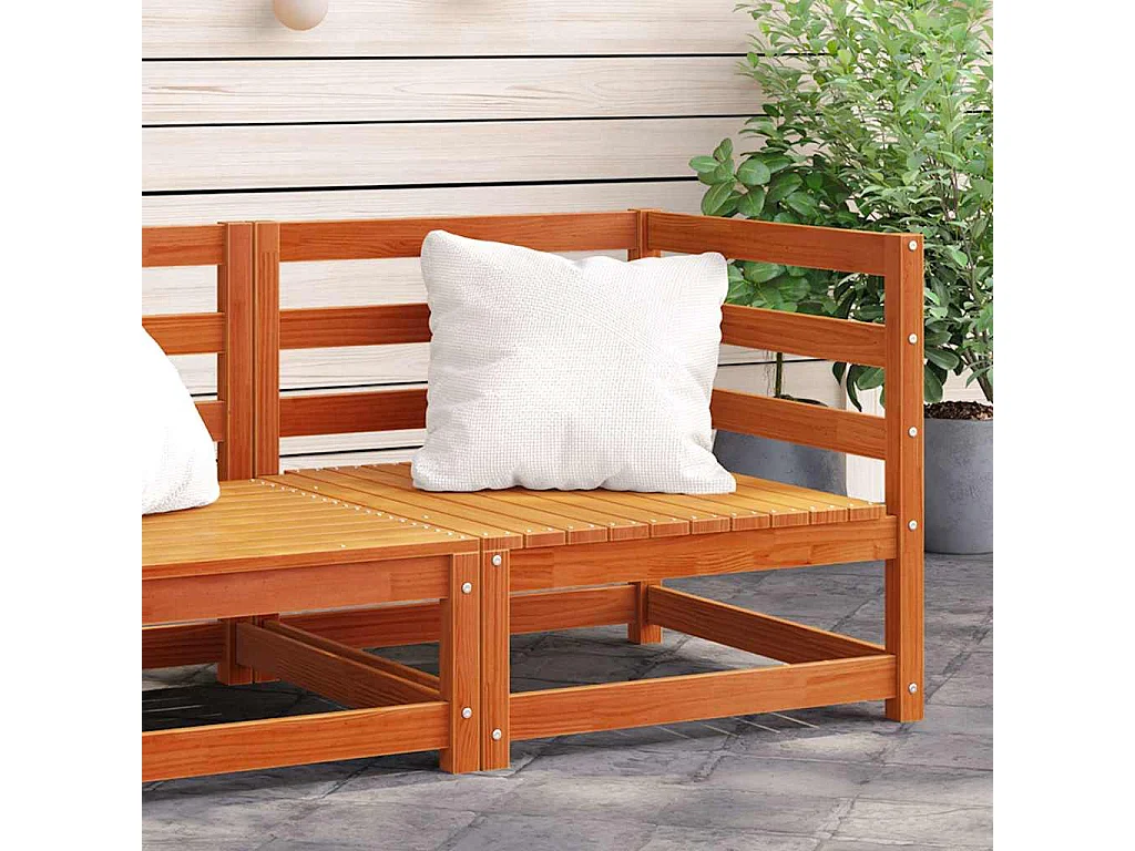 Divano Angolare Giardino Marrone Cera 70x70x67cm Massello Pino