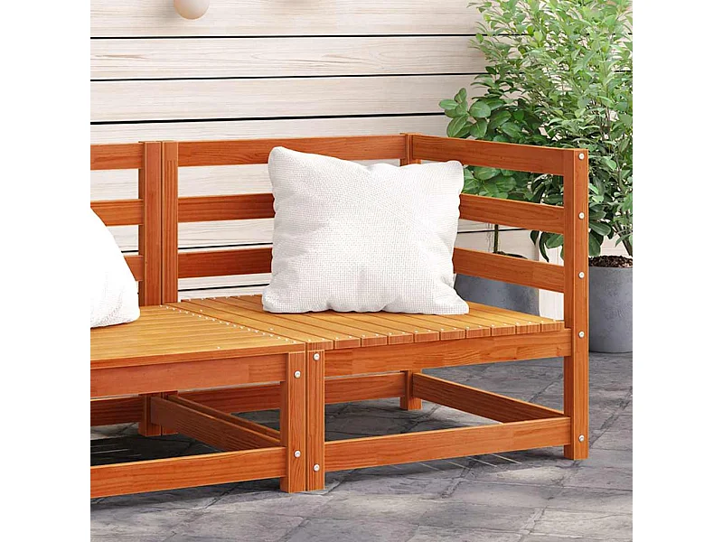 Canapé d'angle de jardin cire marron 70x70x67cm bois pin massif