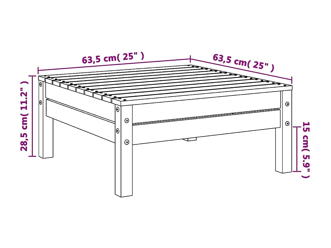 Repose-pied de jardin bois de pin massif