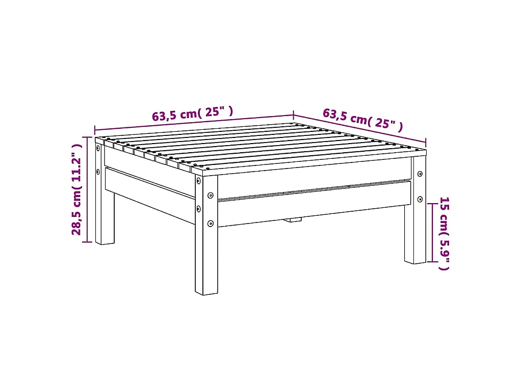Repose-pied de jardin bois de pin massif