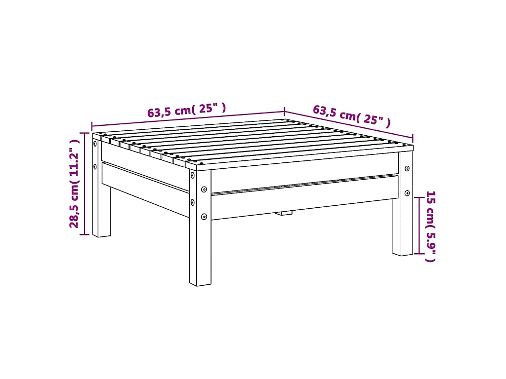 Repose-pied de jardin bois de pin massif