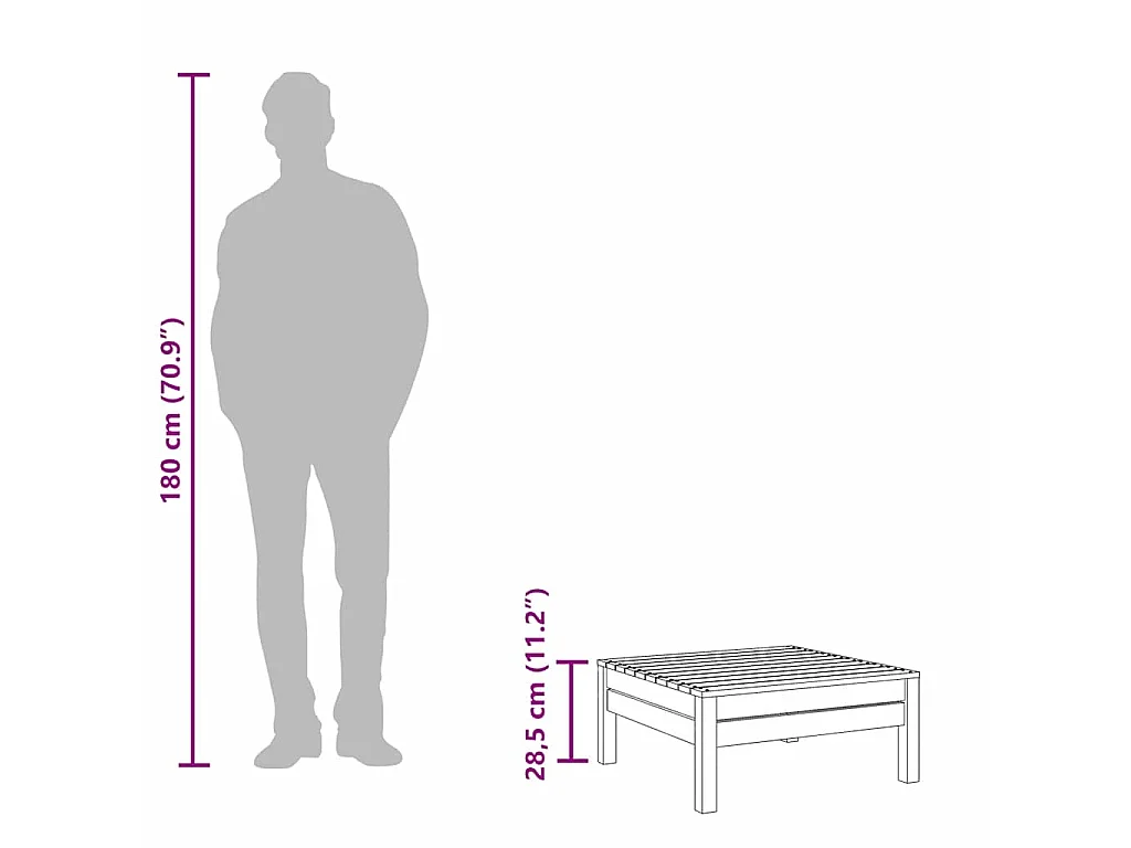Repose-pied de jardin bois de pin massif