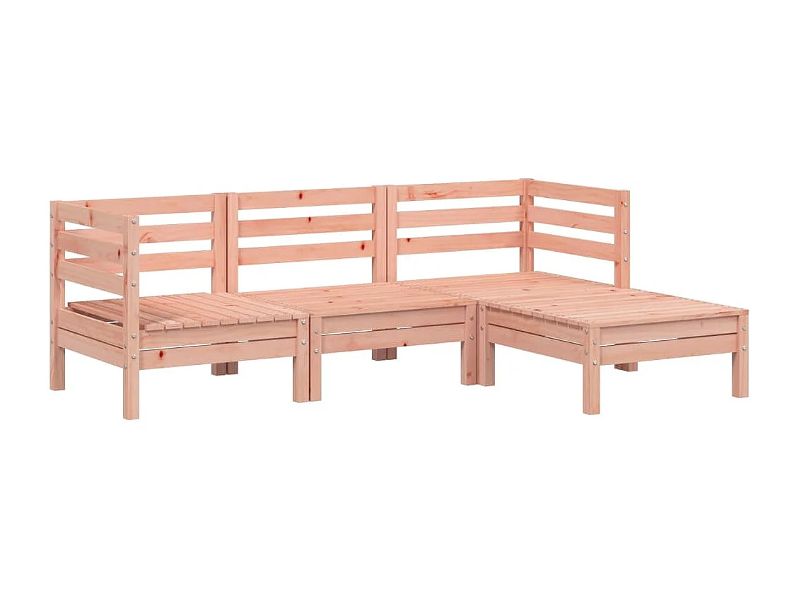Gartensofa 3-Sitzer mit Hocker Massivholz Douglasie