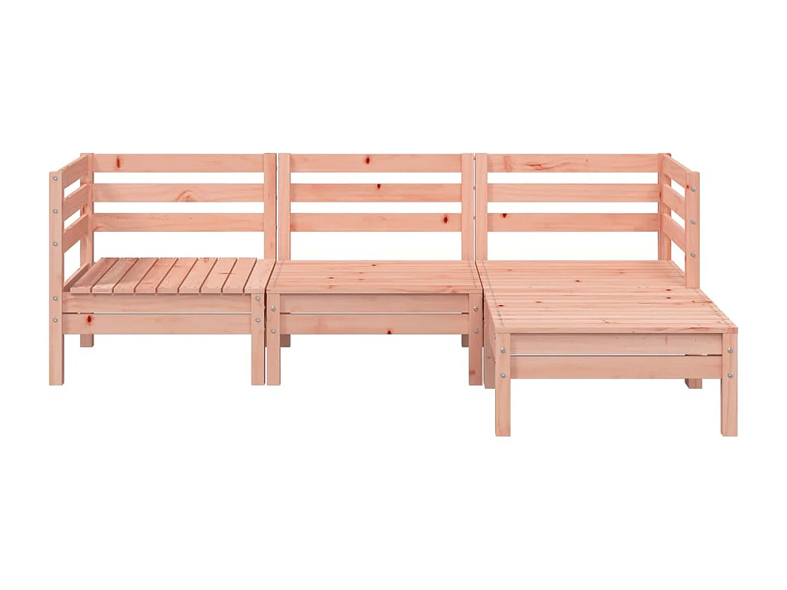 Gartensofa 3-Sitzer mit Hocker Massivholz Douglasie