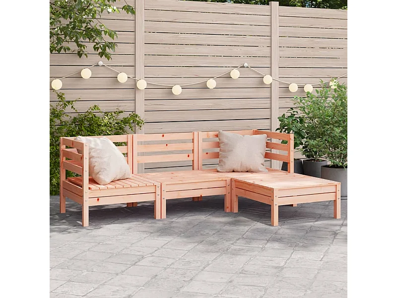 Gartensofa 3-Sitzer mit Hocker Massivholz Douglasie