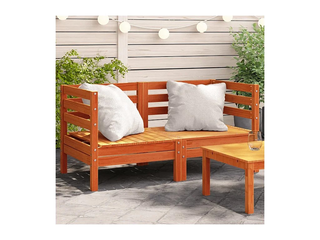 Canapés d'angle de jardin 2 pcs cire marron bois de pin massif