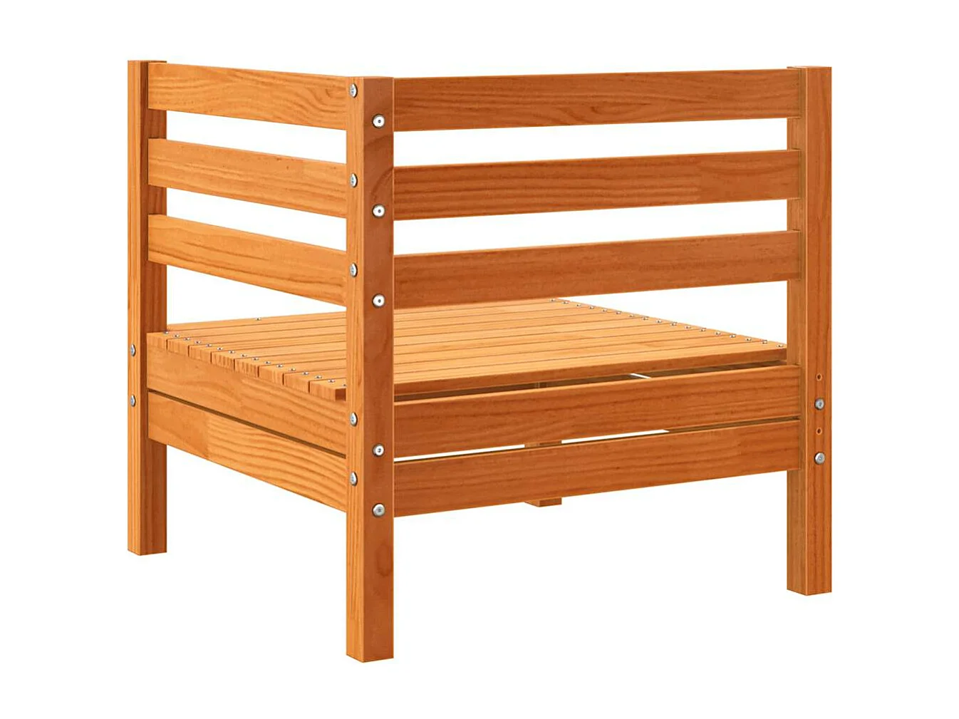 Divani Angolari Giardino 2pz Marrone Cera Legno Massello Pino