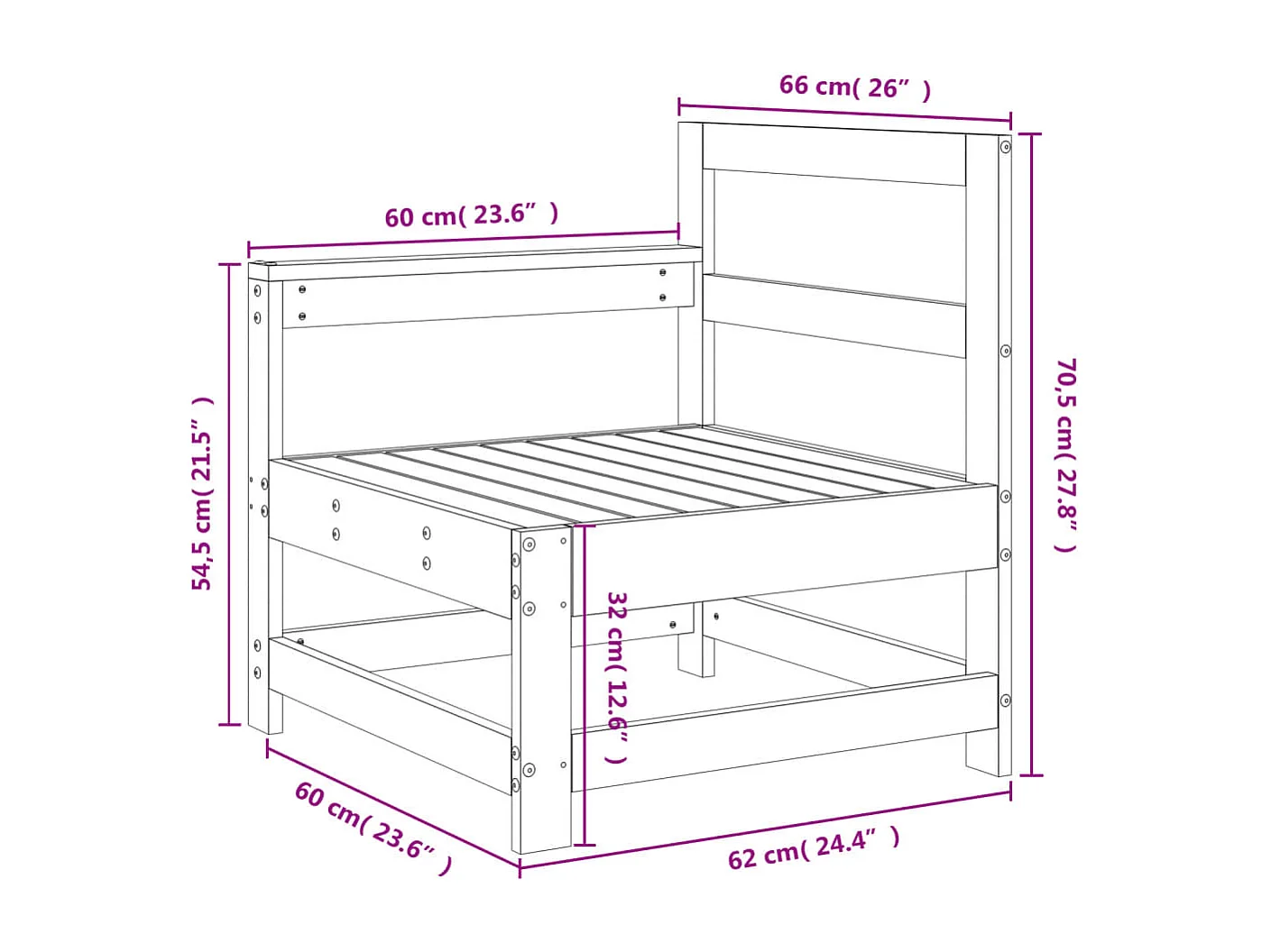 Canapé d'angle de jardin bois de pin imprégné