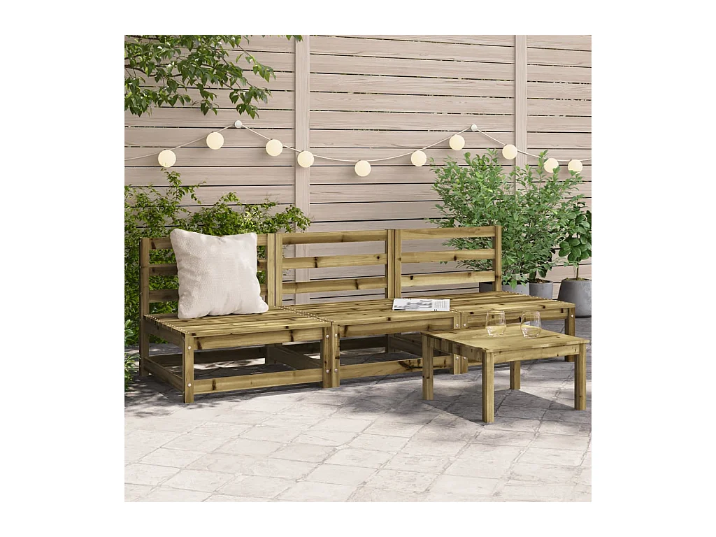 Canapés de jardin sans accoudoirs 3 pcs bois de pin imprégné