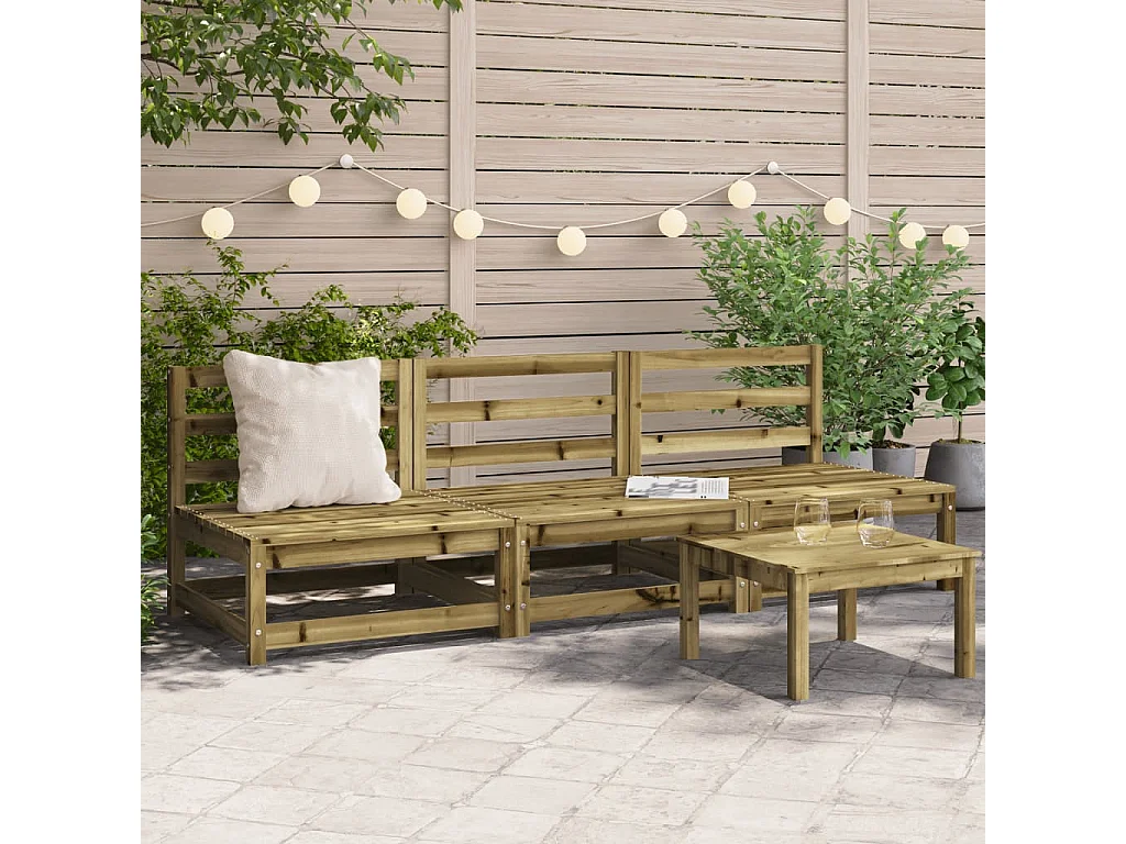 Gartensofas ohne Armlehnen 3 Stk. 70x70x67 cm Kiefernholz